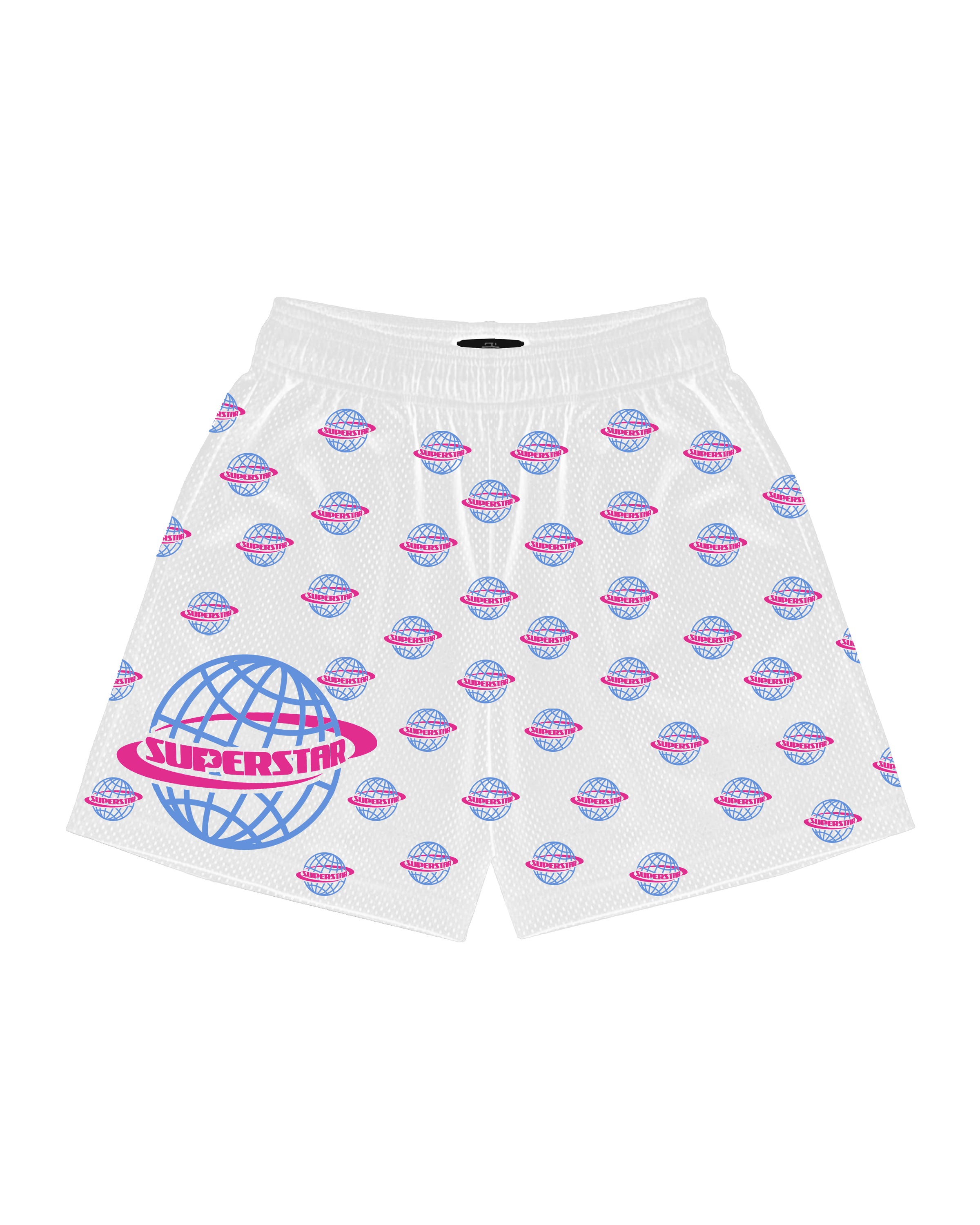 Superstar White Mesh Shorts (Pink & Blue) Superstar Clothing Superstar White Mesh Shorts (Pink & Blue) Superstar Clothing